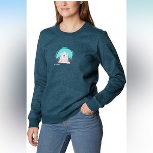 Columbia Dark Teal Sweatshirt with Bear Graphic Sz S